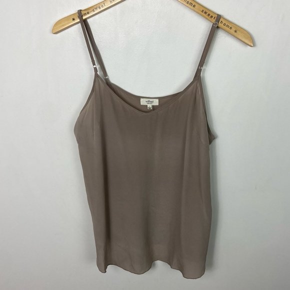 Aritzia Wilfred 100% Silk Camisole Tank Top Minou Tan Beige Size Large Basic - Picture 6 of 11